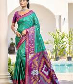 teal woven design zari silk blend pochampally saree