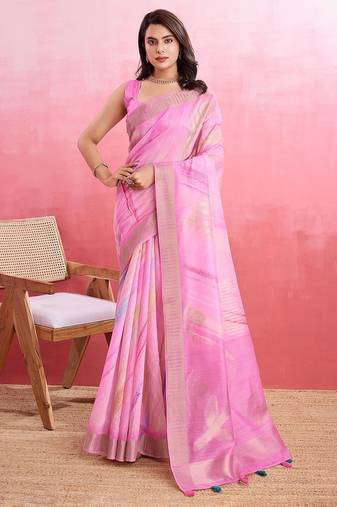 pink ombre pure cotton banarasi saree