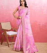 pink ombre pure cotton banarasi saree