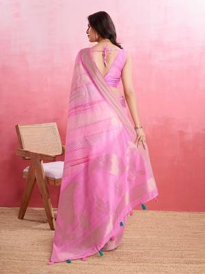 pink ombre pure cotton banarasi saree 4