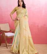 yellow woven design pure cotton banarasi saree