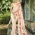 cream floral printed saree with tassels