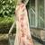 cream floral printed saree with tassels
