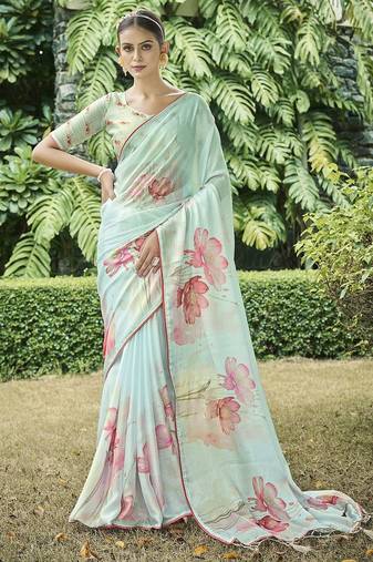 sea_green floral satin banarasi saree