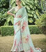sea_green floral satin banarasi saree