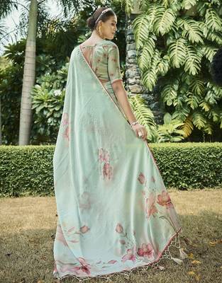 sea_green floral satin banarasi saree 2
