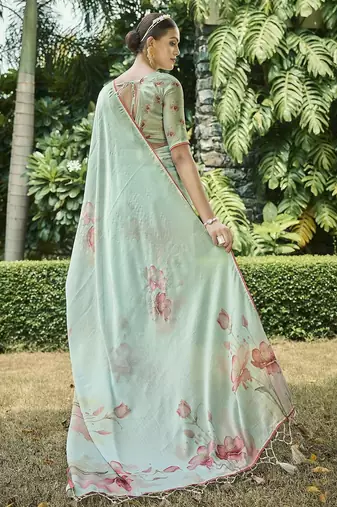 sea_green floral satin banarasi saree