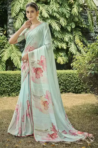 sea_green floral satin banarasi saree