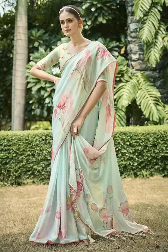 sea_green floral satin banarasi saree