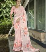 peach floral printed saree