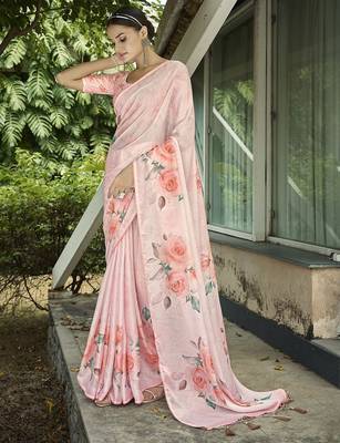 peach floral printed saree 2
