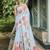 blue floral printed banarasi saree