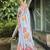 blue floral printed banarasi saree