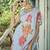 blue floral printed banarasi saree