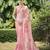 peach women floral printed satin saree with blouse piece