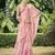 peach women floral printed satin saree with blouse piece