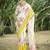 cream floral printed satin saree