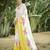 cream floral printed satin saree