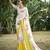 cream floral printed satin saree