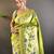 green woven design zari paithani saree with unstitched blouse piece