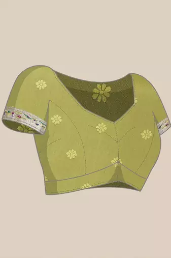green woven design zari paithani saree with unstitched blouse piece