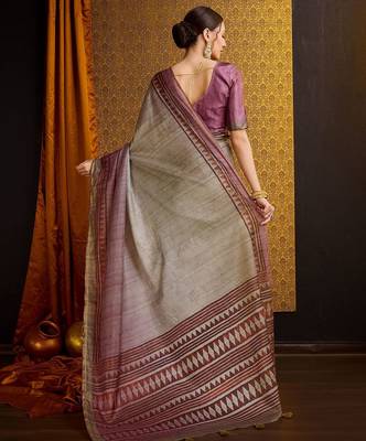 brown floral zari saree 3
