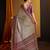brown floral zari saree