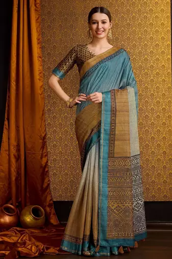 sea_green floral saree
