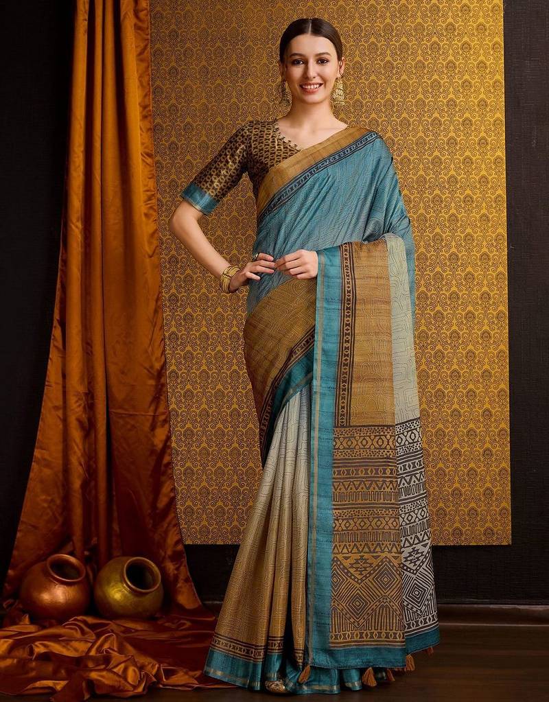 sea_green floral saree