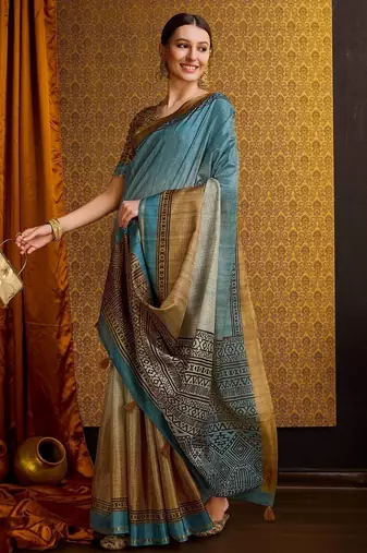 sea_green floral saree