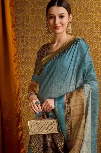 sea_green floral saree