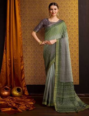 green floral zari ready to wear saree 1
