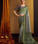 green floral zari ready to wear saree