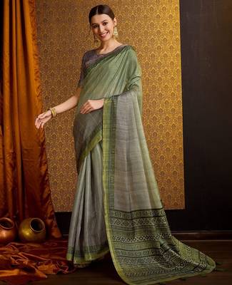 green floral zari ready to wear saree 2
