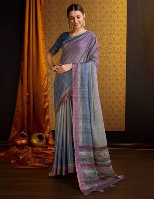 grey floral printed saree 2