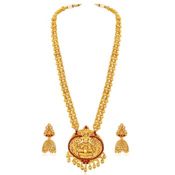 gold-plated stone-studded & beaded jewellery set 2