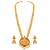 gold-plated stone-studded & beaded jewellery set