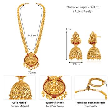 gold-plated stone-studded & beaded jewellery set 3