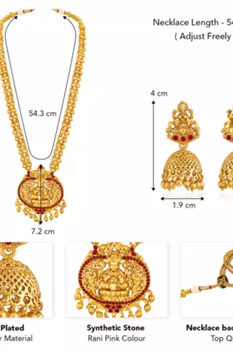 gold-plated stone-studded & beaded jewellery set