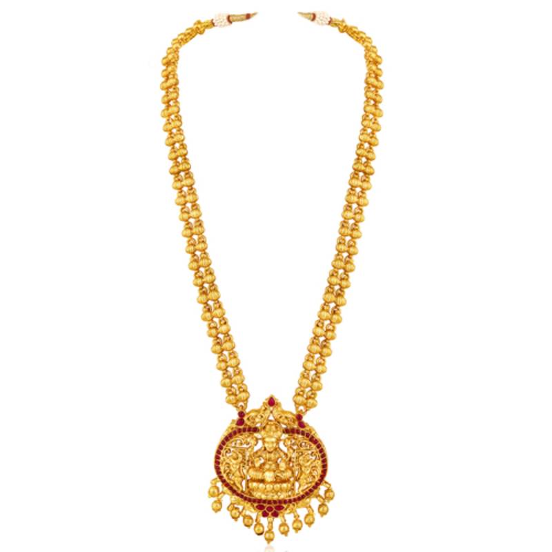gold-plated stone-studded & beaded jewellery set