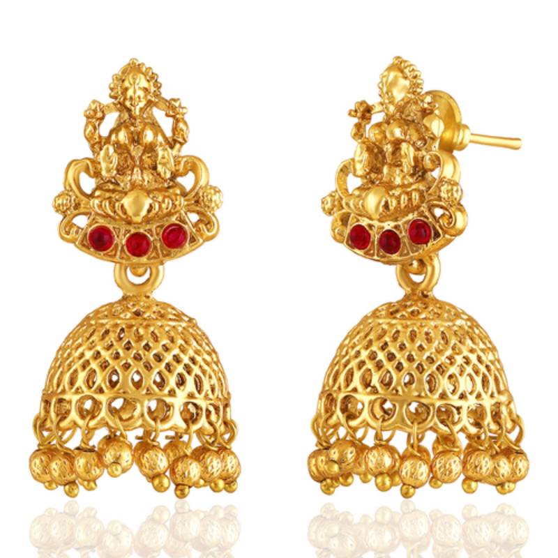 gold-plated stone-studded & beaded jewellery set