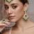 gold-plated kundan maang tika and earrings
