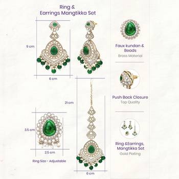 gold-plated kundan maang tika and earrings 3