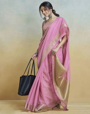 pink woven design zari saree 2