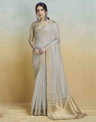 grey woven design zari saree 1