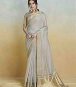 grey woven design zari saree