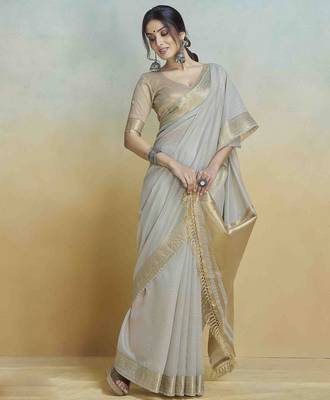 grey woven design zari saree 2