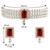 white & maroon gold-plated stone studded handcrafted jewellery set