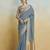 blue woven design zari khadi saree