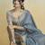 blue woven design zari khadi saree